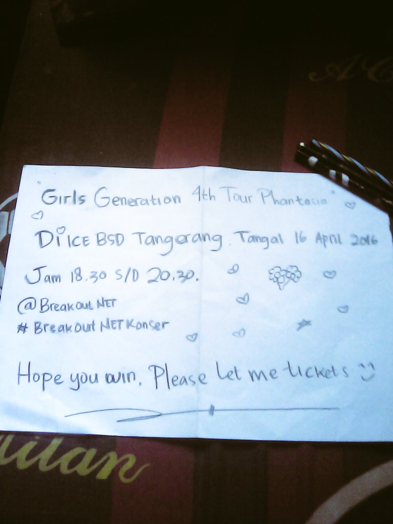 IntanAyu76's tweet photo. @BreakoutNET GIRLS GENERATION KONSER DI ICE BSD TANGERANG TGL 16 APRIL 2016 JAM 18.30 S/D 20.30. #BreakoutNETKonser https://t.co/TqRcIFJeem