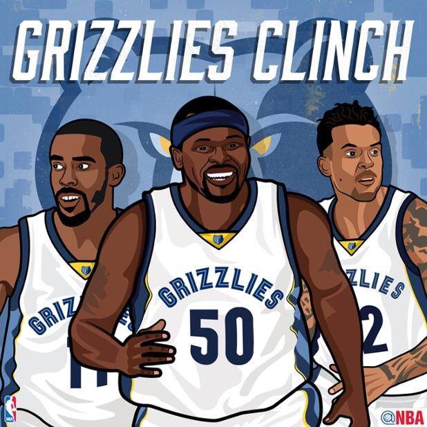 NBA's tweet photo. With tonight's Houston loss, the @memgrizz have clinched their spot in the 2016 #NBAPlayoffs! https://t.co/Xm26nnVfA1