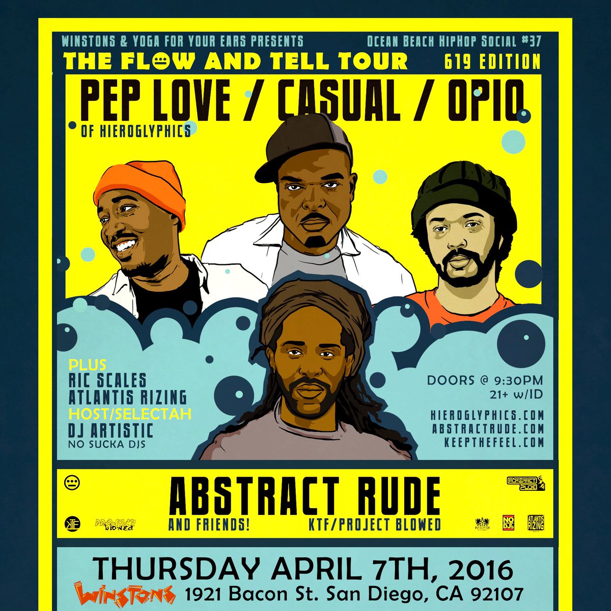 opiohierosom's tweet photo. We in SanDiego tonite! #FlowAndTellTour @WinstonsOB @smashrockwell @peplava @abstractrude come thru! https://t.co/kv6MnVSsPP