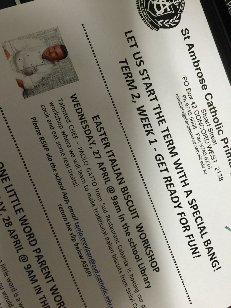 StAmbroseCW's tweet photo. Start RSVPing your attendance! It is going to be delicious! tania.trevisan@syd.catholic.edu.au https://t.co/Im57EXQbLp
