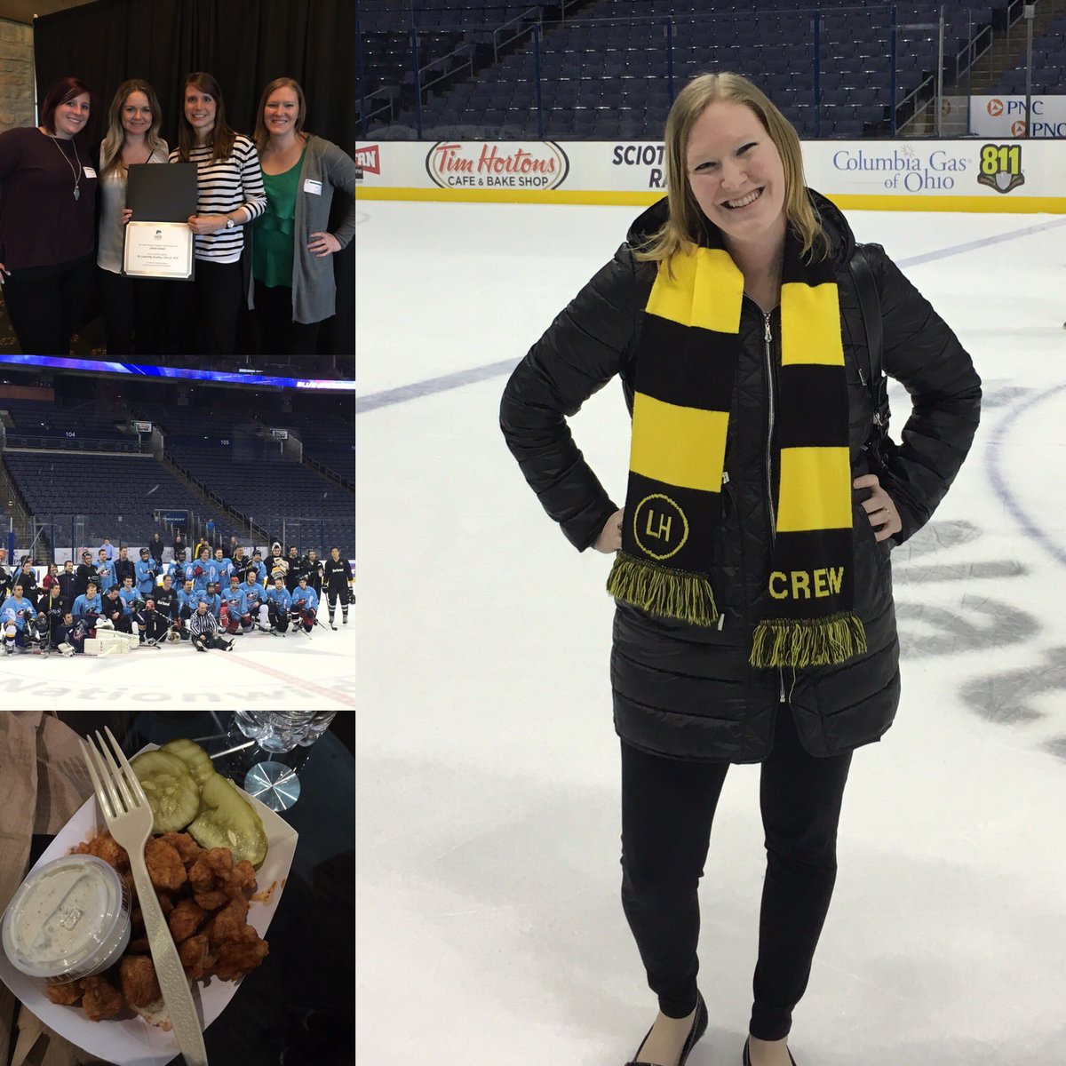 ladystank's tweet photo. #interact16 w/ @ChickenTakeover , #CBJ vs #CrewSC hockey game, and my teammate's celebratory wine tasting=great day https://t.co/mobaCL56iG