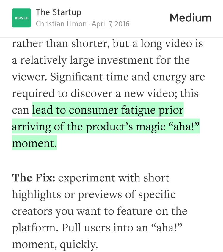 “…lead to consumer fatigue prior arriving of the product’s magic ‘aha!’ moment.” from “The Live-Streaming Paradox: 6 Pitfalls Blocking Network Effects” by Christian Limon.