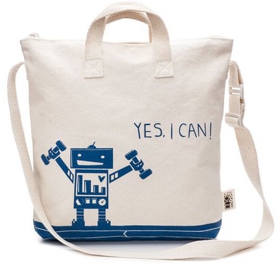 BuyingAmerican's tweet image. Cute @mamookids canvas 'YES I CAN' tote bag! 🇺🇸🤖 Handcrafted in San Francisco, CA. #MadeinUSA #robotrollcall #kids