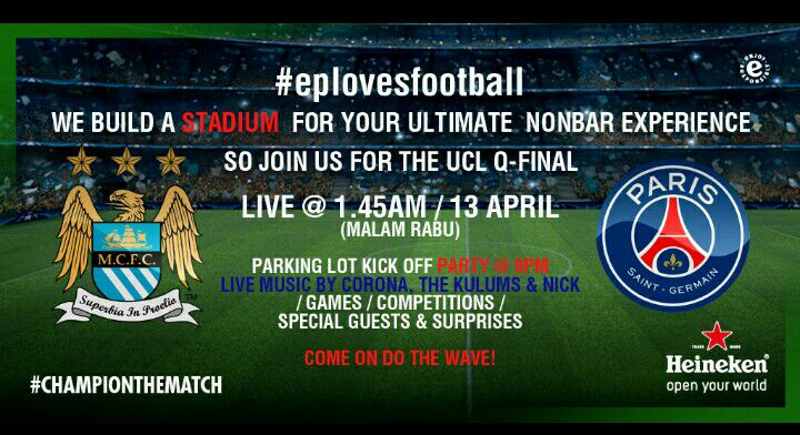 anakPIM's tweet photo. Yuk ke @EasternPromise, 12 April. Ada @NICK_CULT dan @TheKulums lho. #championthematch #eplovesfootball @HeinekenID https://t.co/x5FdrlTeQx
