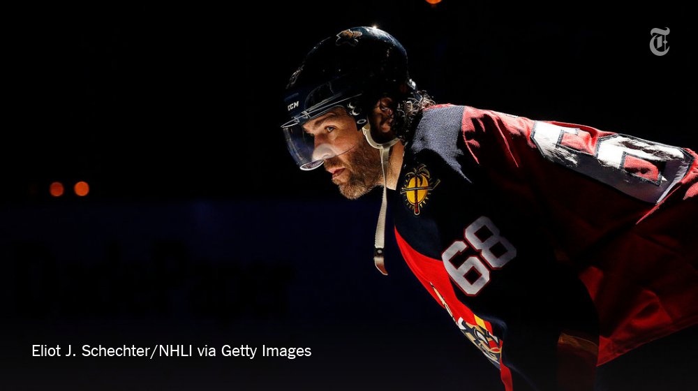 nytimes's tweet photo. Jaromir Jagr, the most fascinating man in hockey, is somehow still playing https://t.co/wBdHtwPV5U https://t.co/mqFeWcMV87