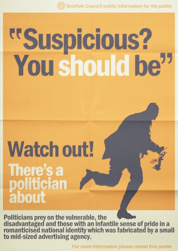 'Watch Out! There's a Politician About.' scarfolk.blogspot.com #resigncameron