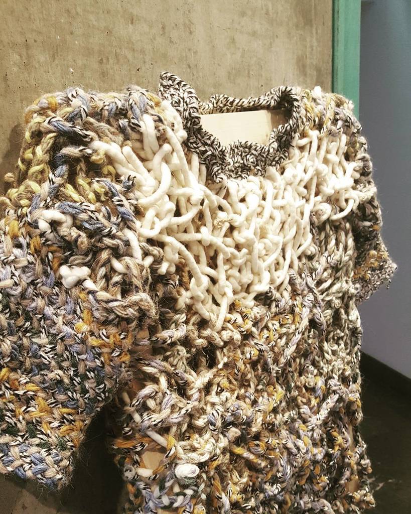 The_Lighthouse's tweet photo. Hand knotted jumper inspired by Icelandic folklore ๐#weavingdna #glasgow #exhibition #textโฆ https://t.co/Di5y2UGFSH https://t.co/J1joBTx5iA