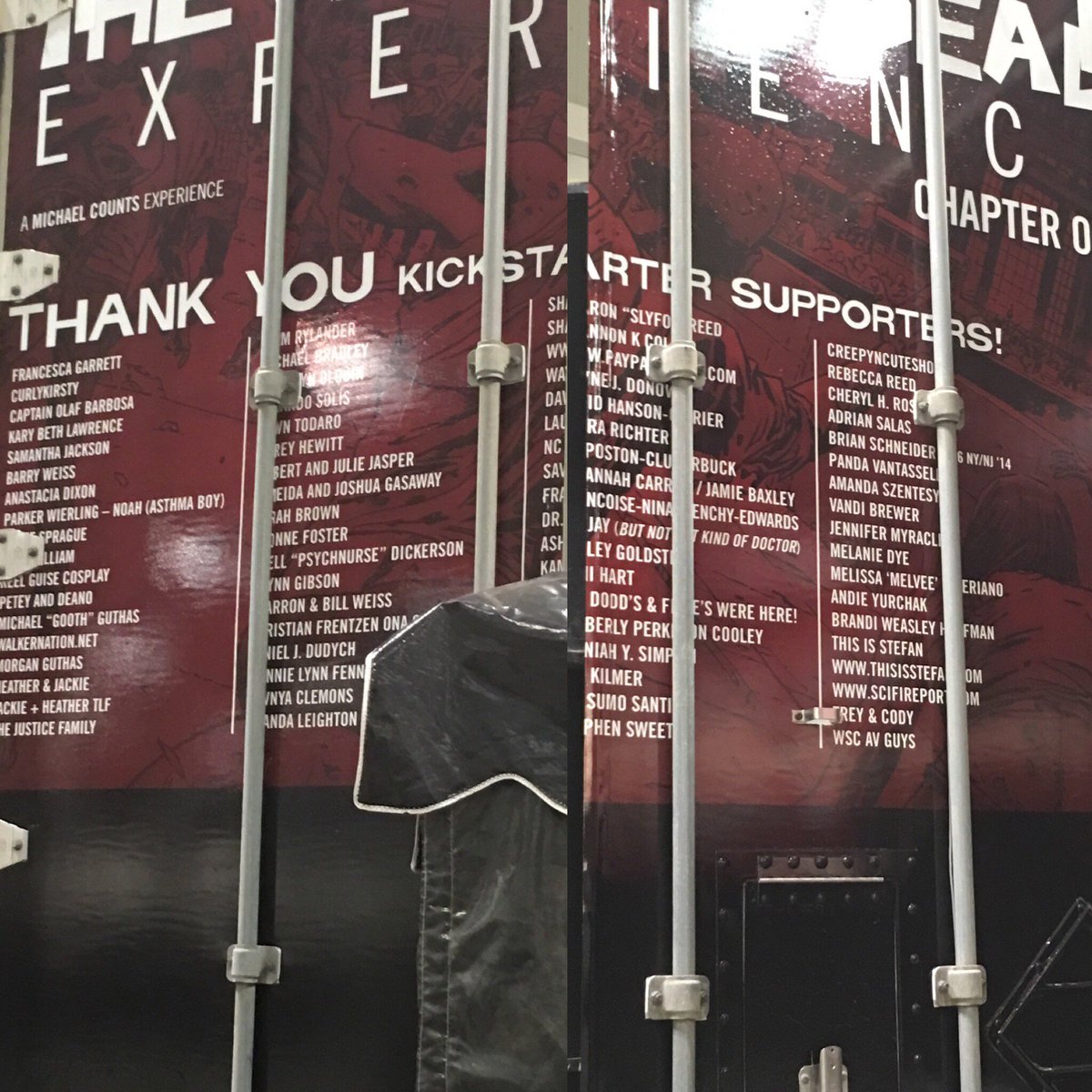 TWDExp's tweet photo. We'll grab a better photo later, but here's the Kickstarter backers who put their names on the #TWDEXP trailers! https://t.co/ndMR7wkCxU