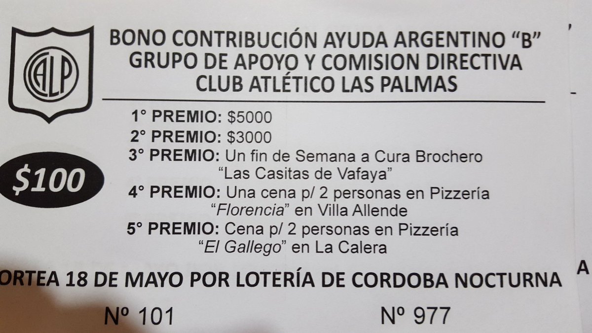 Ayudá a <a href="/Calpoficial/">Club Atl. Las Palmas</a> a afrontar este campeonato. Ayudá a <a href="/Clublaspalmas/">Club Atl. Las Palmas</a> con este bono. Entre todos podemos. . .