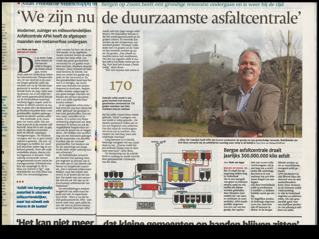BBruinde's tweet photo. APM staat vandaag in BN de stem als duurzaamste asfaltcentrale van Nederland #le2ap https://t.co/aLKA85L3zT
