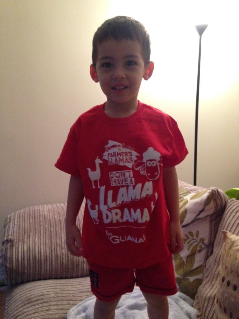 JadeMarriott1's tweet photo. @lasiguanas @LasIguanasChest my little boy, sporting his Las Iguanas Llama T-shirt! 👦🏽 https://t.co/sv2RYa49Ul