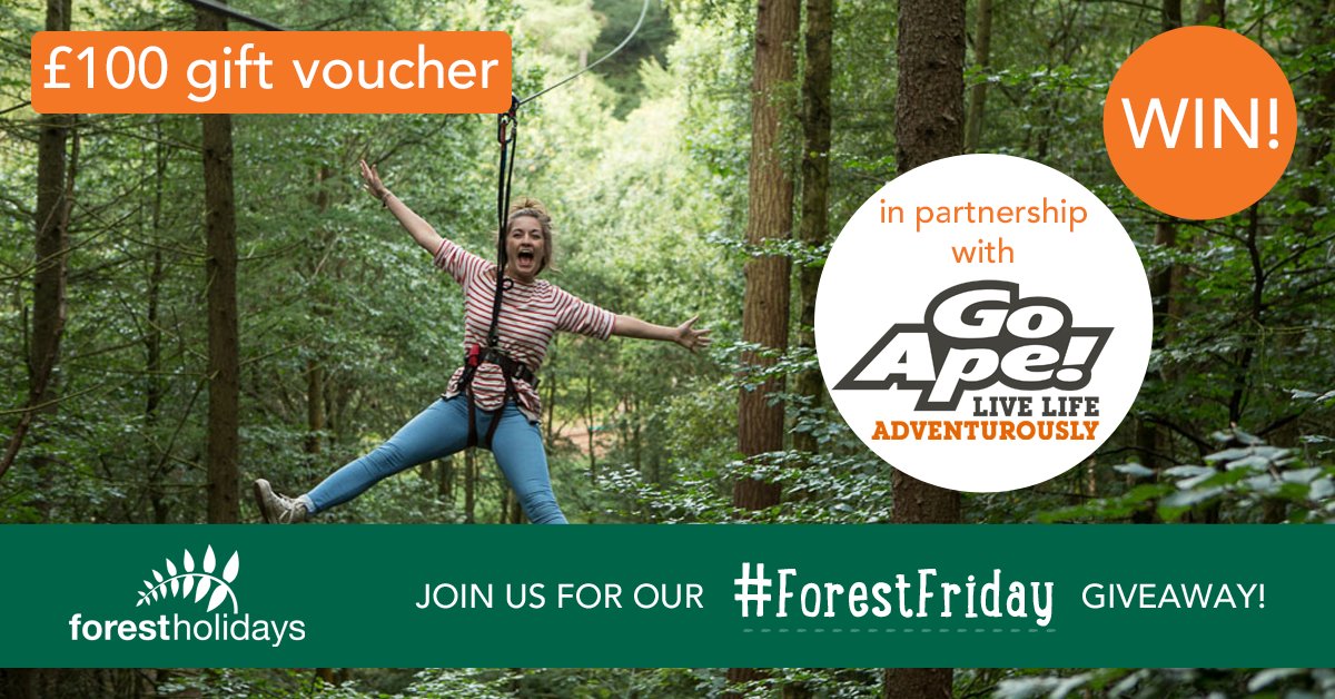 forestholidays's tweet image. We're going ape over this week's #ForestFriday! Follow &amp;amp; RT to #WIN a fantastic £100 gift voucher from @GoApeTribe!