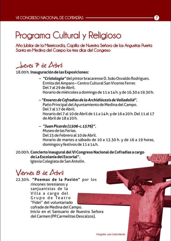 Congreso Nacional Cofradías <a href="/vicncmedina2016/">Congreso Cofradías</a> <a href="/SantaMdc/">Semana Santa MDC</a>  <a href="/VCofrade/">Valladolid Cofrade</a> <a href="/SemanaSantaCyL/">Semana Santa_CyL</a> <a href="/AyuntamientoMDC/">Ayto. MedinadelCampo</a> <a href="/archiValladolid/">Archidiócesis de Valladolid</a>