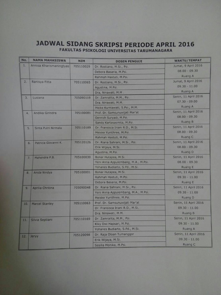 dpmpsikountar's tweet photo. Jadwal Sidang Skripsi Periode April 2016 :D @bempsikountar https://t.co/RWpo0LBQ3o