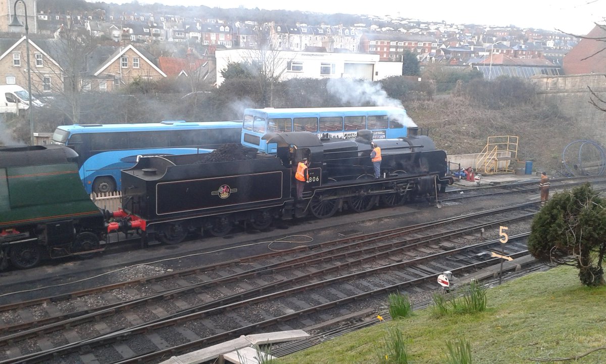 Sunny Start in Swanage for first day of our Spring Steam Gala. Intensive service today with 5 steam locos in action.
