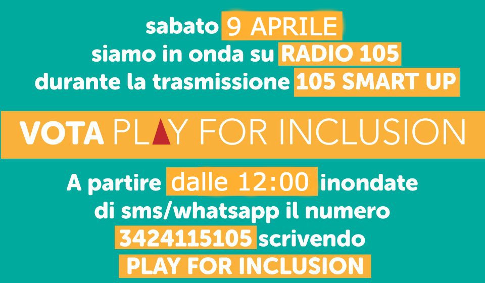Play4Inclusion's tweet photo. #play4inclusion progetto sociale di #ricerca a servizio della salute dei #bambini grazie al tuo voto diventa realtà https://t.co/RB0bAFuYnh