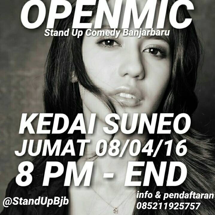 Ayoo merapat ke kedai suneo ada openmic standup comedy bjb dari jam 08:00 - kada dibukai pintu rumah acara Gratiss !