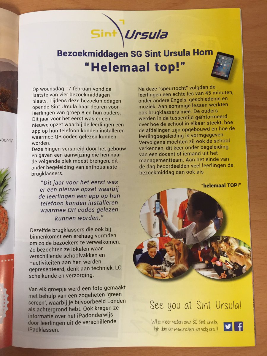 @UrsulaHorn en <a href="/UrsulaHeytsen/">SintUrsulaHeythuysen</a> in het #justyoungmagazine <a href="/EHScommunicatie/">Floor Schoenmakers</a> 😃👍🏻
