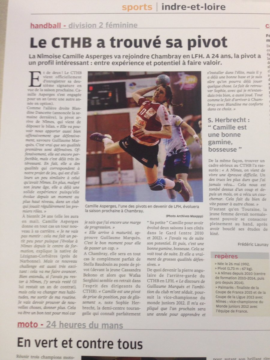 YvesGuer's tweet photo. @CamilleAsperges . Bienvenue Camille . Chambray t'attend avec impatience . https://t.co/pVrcmgJIEQ