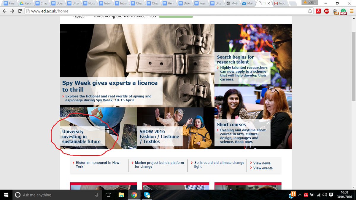 KirstyEHaigh's tweet photo. Laughing @EdinburghUni put 'investing in a sustainable future' on their homepage. Lies until they #divesttherestEd https://t.co/BmeMoXMNqZ