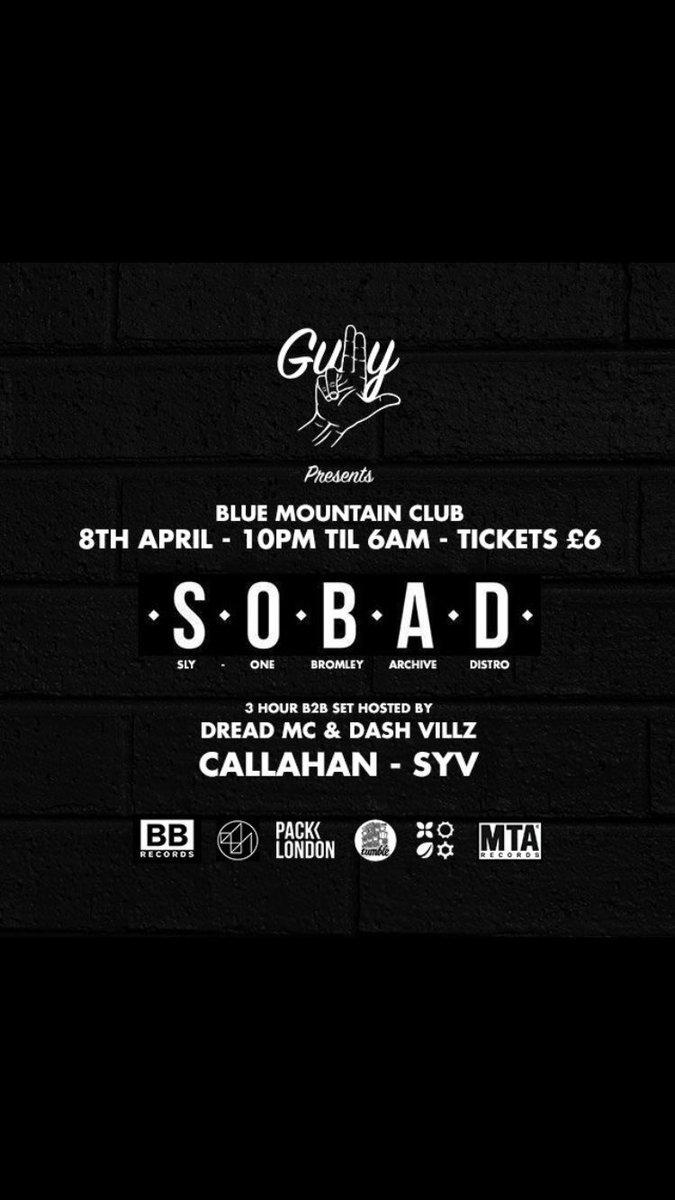 BromleySounds's tweet image. Tonight's the night! Debut @sobadsounds club set hosted by @Dreadmc &amp;amp; @DashVillz Support from @Callahan___ &amp;amp; @SyvUK