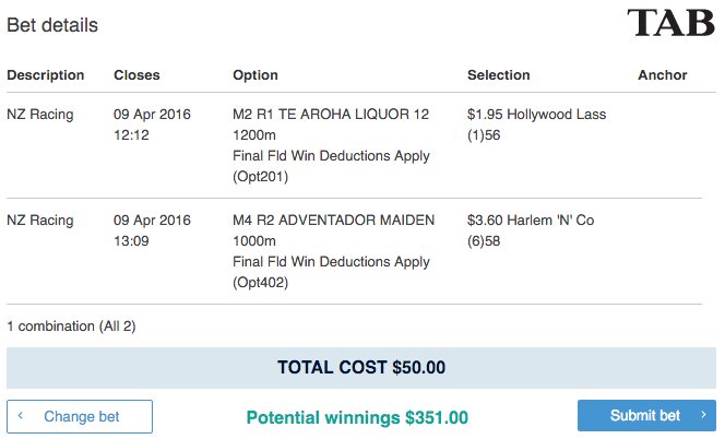 TracksideNZ's tweet photo. RT by 11am to be in to win this Multi on two popular 1st starters! Or back it yourself here https://t.co/MqAGRHcSja https://t.co/4iek6jlcax