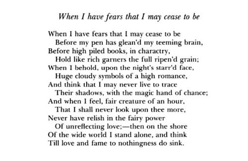 #OTD 1818 Keats sends the beautiful sonnet 'When I have fears' in a letter to John Hamilton Reynolds poetryfoundation.org/poem/173753
