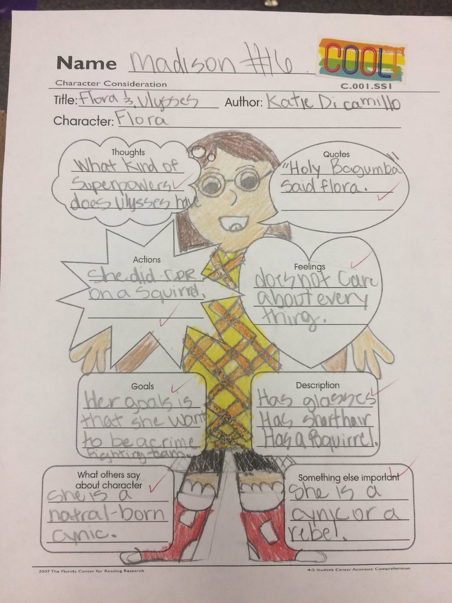 MrsRamos4class's tweet photo. Amazing Flora character analysis from our read aloud of the month Flora and Ulysses! #squirrel #holybagumba https://t.co/8hHaLu4Q9W