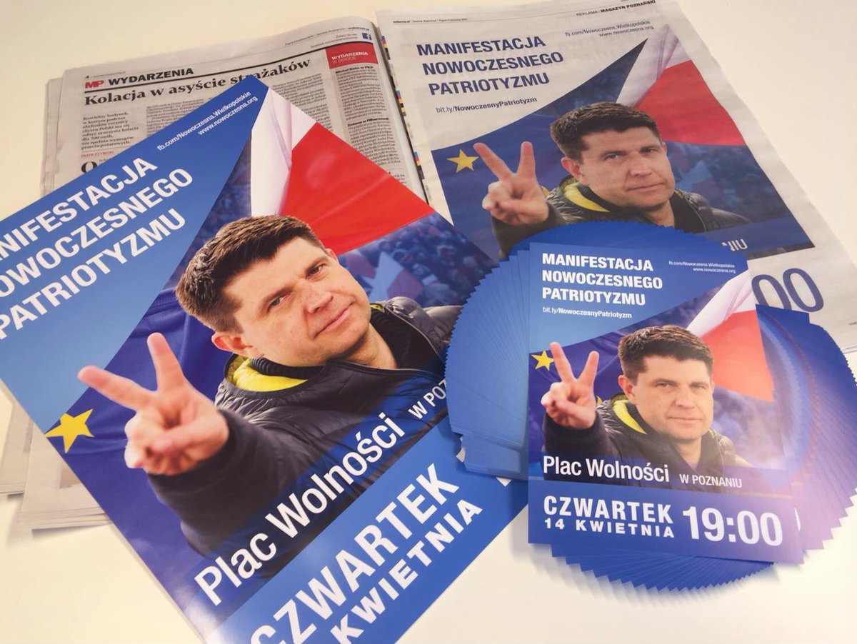 NowoczesnaWLKP's tweet photo. Reklamy, plakaty i ulotki! Zapraszamy na Manifestację #NowoczesnyPatriotyzm https://t.co/fThvKjaKem @_Nowoczesna https://t.co/Csj293bUEb