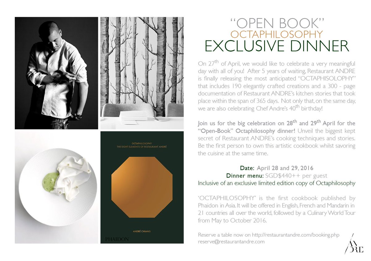 The first event of Chef Andre's world tour! Join us on 28, 29 April to explore - What's OCTAPHILOSOPHY?
