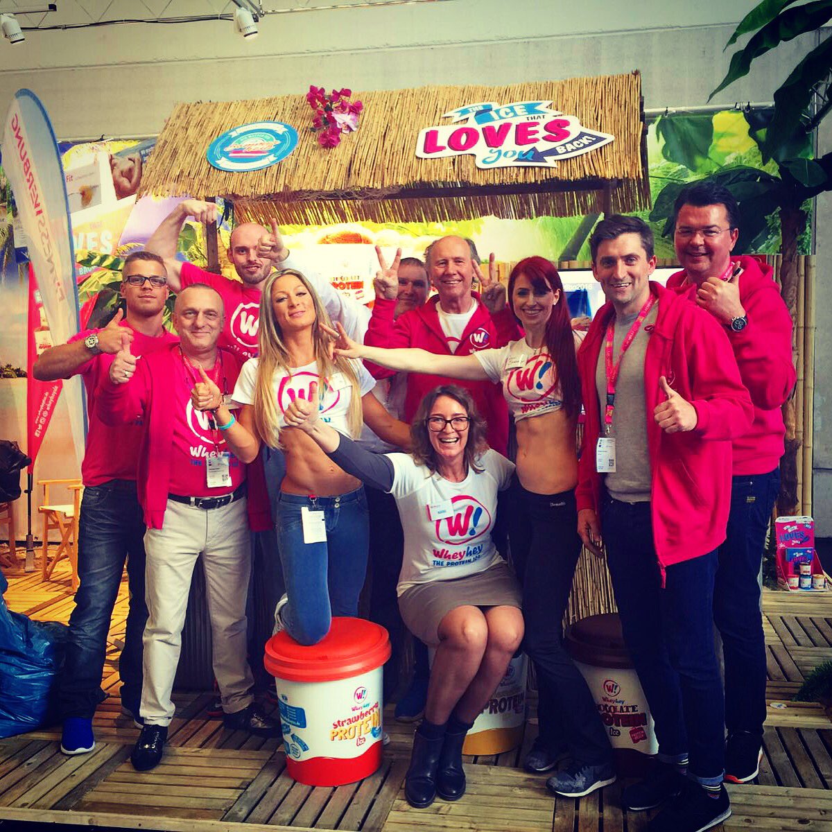 WheyheyOfficial's tweet photo. Check out our awesome @WheyHeyDE  team who are ready to rock their 2nd day of @FIBO_Show  🙌💪😄 🍦😋 #Wheyhey #FIBO https://t.co/NKQ28ojTE5