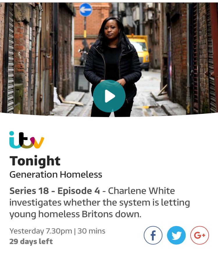 CharleneWhite's tweet photo. Miss #GenerationHomeless y'day? Fear not, you can watch online on @itvhub! Here's the link: https://t.co/aS29s6DmyT https://t.co/SdazIiVang