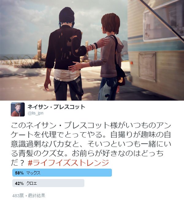 Life Is Strange Jp Pa Twitter 先日ネイサンがとっていたアンケートの結果が出ました やはり日本ではマックス強いです ライフイズストレンジ T Co 1ypzlozply