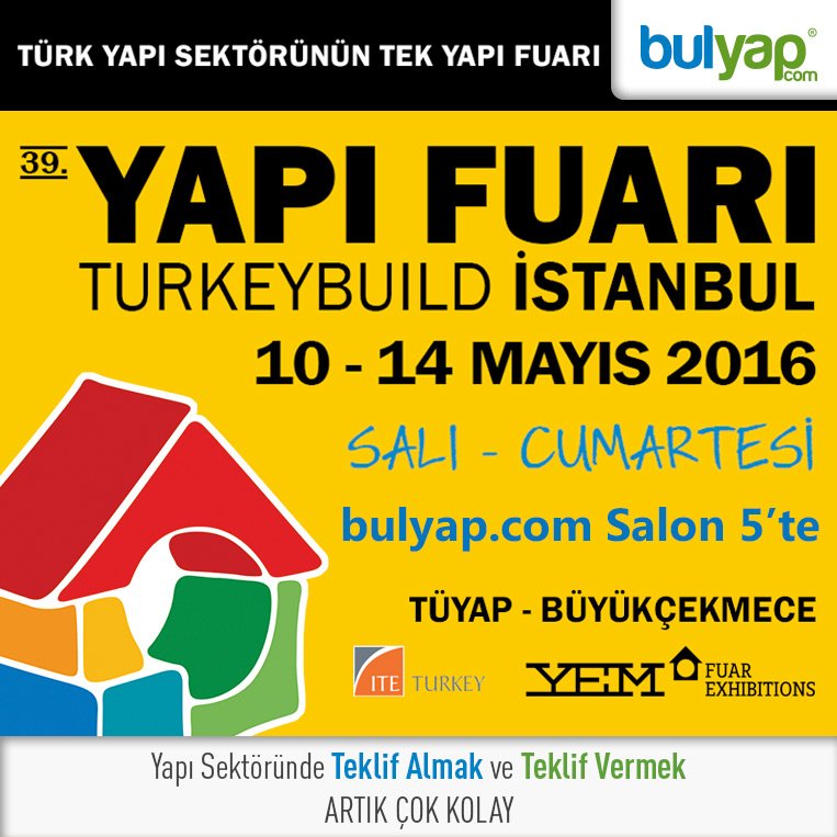 10-14 MAYIS 2016 tarihleri arasında düzenlenecek olan 39. İstanbul #YapıFuarı'nda 5. Salondayız