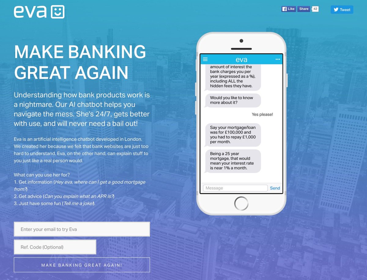 BetaList's tweet image. Eva: AI assistant for managing your personal finances btl.st/1UN6osH