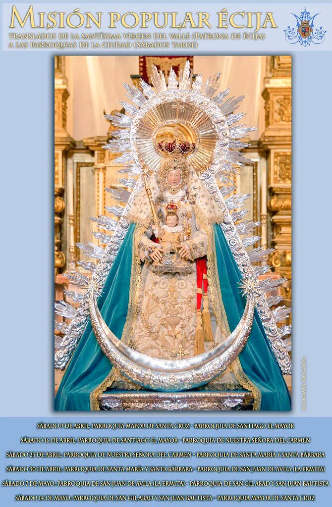 varaldelpuente's tweet photo. Mañana la patrona la Santísima Virgen del Valle irá hacia Santiago,no faltéis será un momento bonito. @Ecija_Sevilla https://t.co/RDWz9waw9f