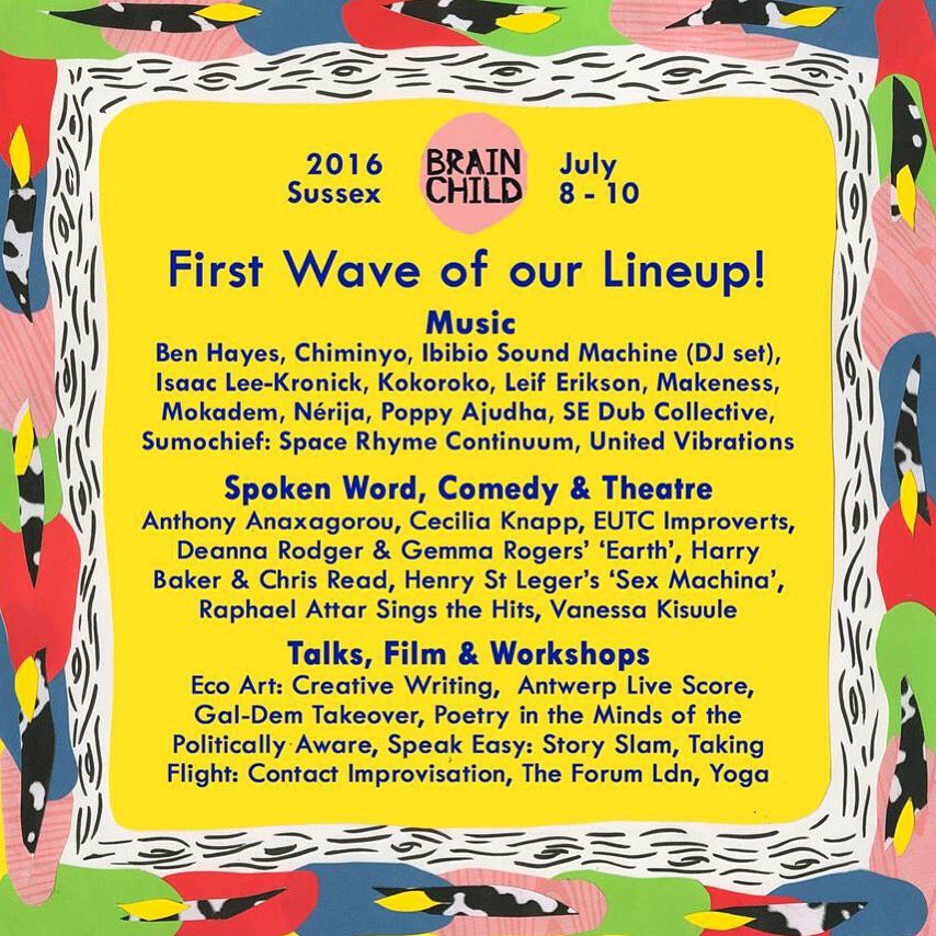 BrainchildFest's tweet image. Our first wave of acts is live!! So chuffed all these artists will be with us for #brainchild2016 ! 🎉