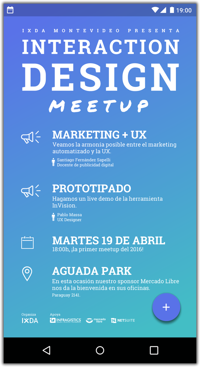 IxDAMontevideo's tweet photo. ¡Salió meetup IxDA el 19 de abril! Temas: Marketing en UX y prototipado. ¡Reservá tu lugar! https://t.co/h6XGAWwBRl https://t.co/ZYcZiN5oE5