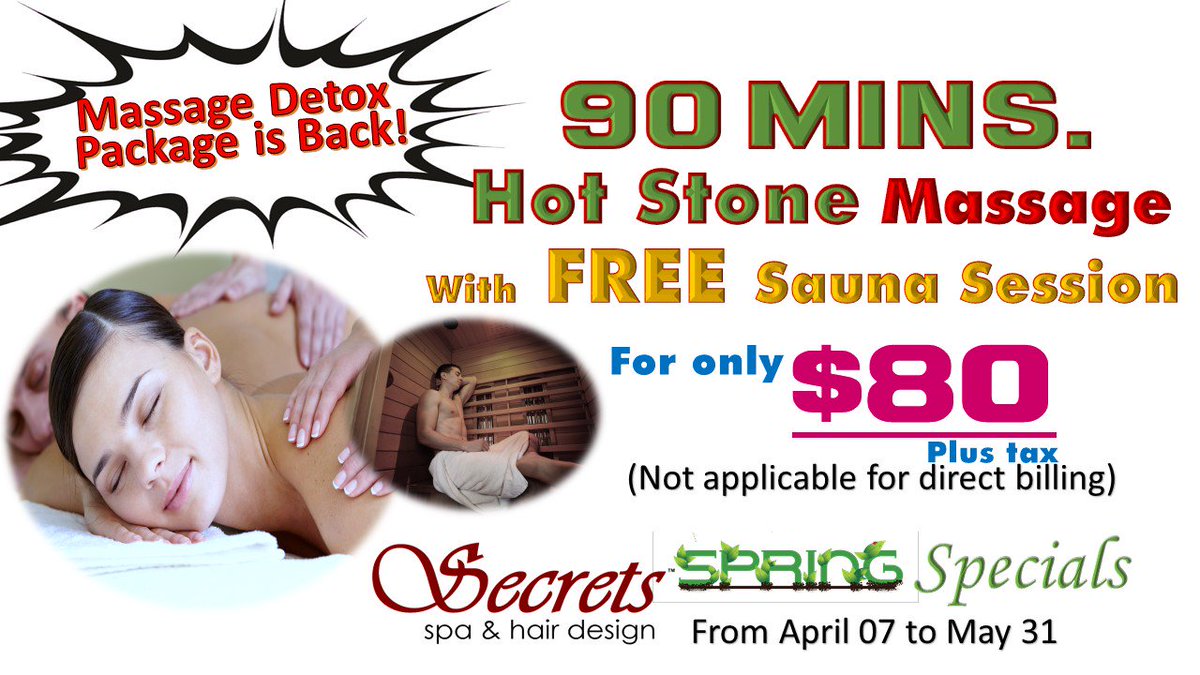 SSHairDesign's tweet image. Treat yourself to a massage and  sauna session, or get your beach  body ready with a tanning or laser  package!