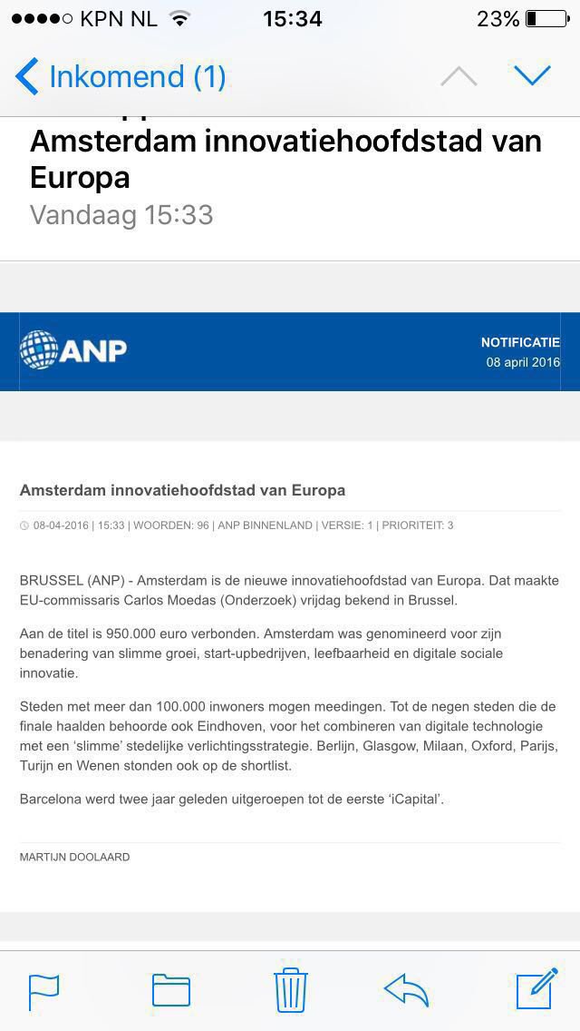 marjaruigrok's tweet image. Amsterdam Innovatiehoofdstad van Europa #hypercool