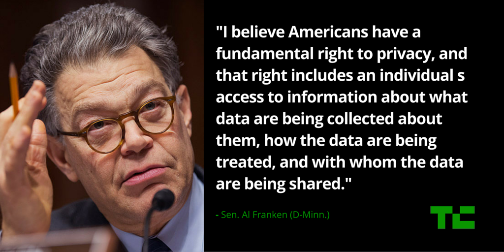 TechCrunch's tweet photo. Sen. Franken wants to know what Oculus is doing with its Rift user data https://t.co/nBVNYEGjOr https://t.co/dJD4bgl3rY