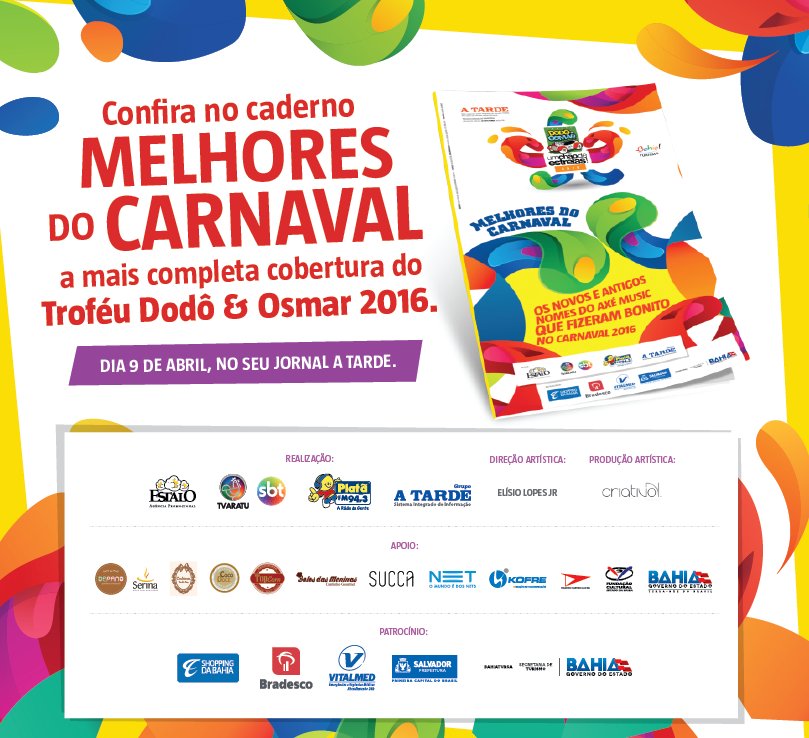 trofeudodoosmar's tweet photo. É amanhã, viu!? O Caderno Especial no Jornal @atarde com todo o resumo da nossa festa de premiação #TroféuDodôeOsmar https://t.co/adRzqPnkW1