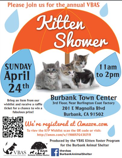 TheLargeLife's tweet photo. It's raining #kittens! April 24th, check out https://t.co/F2Kes3AxW4 Annual Kitten Shower in #Burbank, CA. #Adopt https://t.co/DS8EvaNHjV