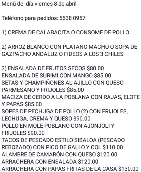 BuenasMigasDF's tweet image. #MenúDelDía viernes 8 de abril @restaurantecafe @mejormenu @menumaniamx @MenuDF Buen provecho!