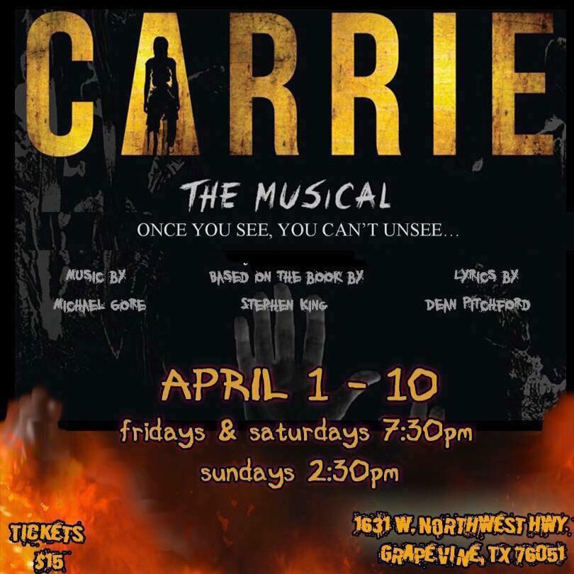 lucas2johnson's tweet photo. Come see the last weekend of Carrie! It's a great show and lots of fun! https://t.co/6fcUmugnS0