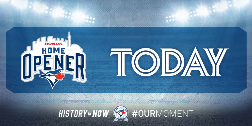 BlueJays's tweet photo. It's finally here! Make sure to arrive early for pre-game ceremonies that will start at 6:55pm! #OurMoment https://t.co/NIPK2tHU1M