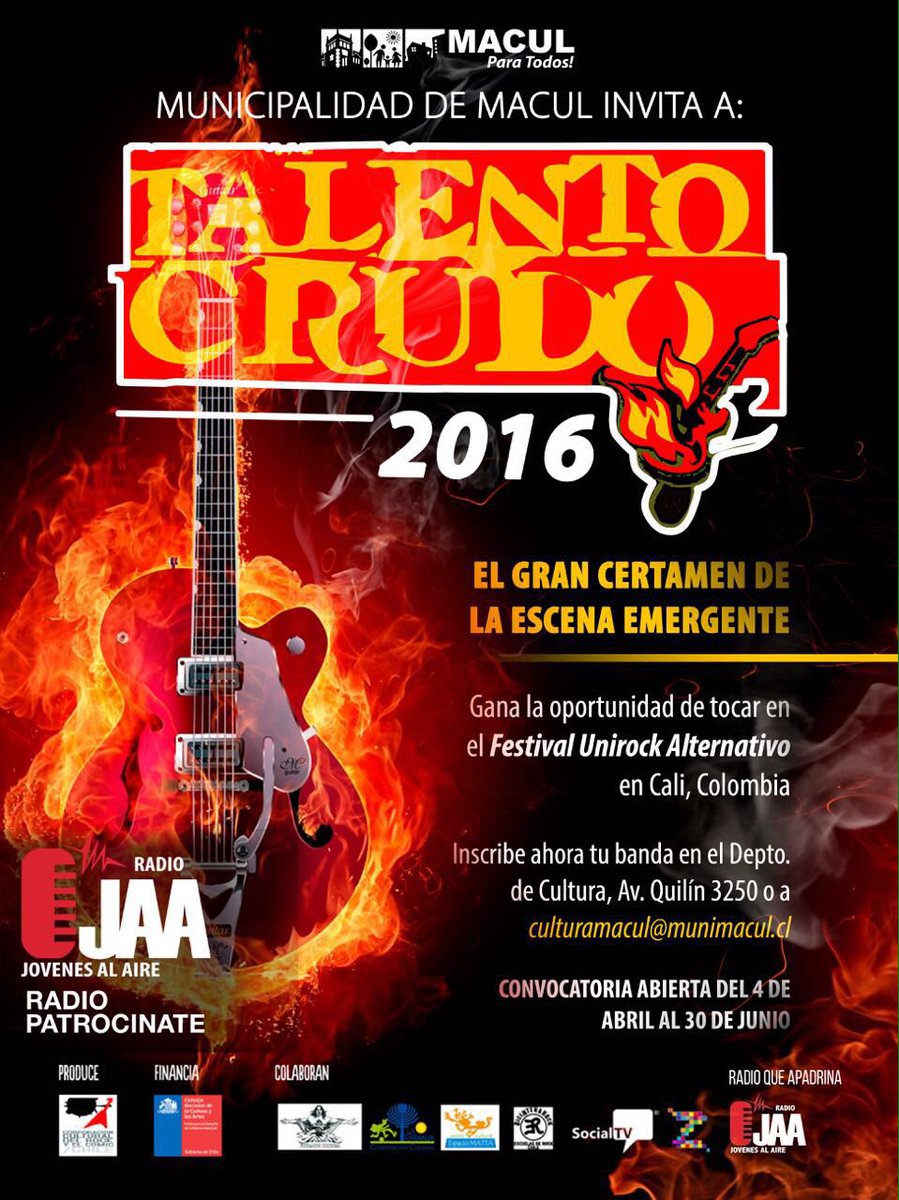 jovalaire's tweet photo. #TalentoCrudo gana la oportunidad de tocar en el #festivalunirockalternativo en cali colombia #rt #radiojaa https://t.co/IcvmoVQo9p