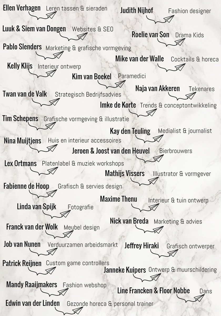 Onze Misfits leden, de jonge, startende ondernemers, op een rijtje met alle toffe dingen die ze doen! #zzp