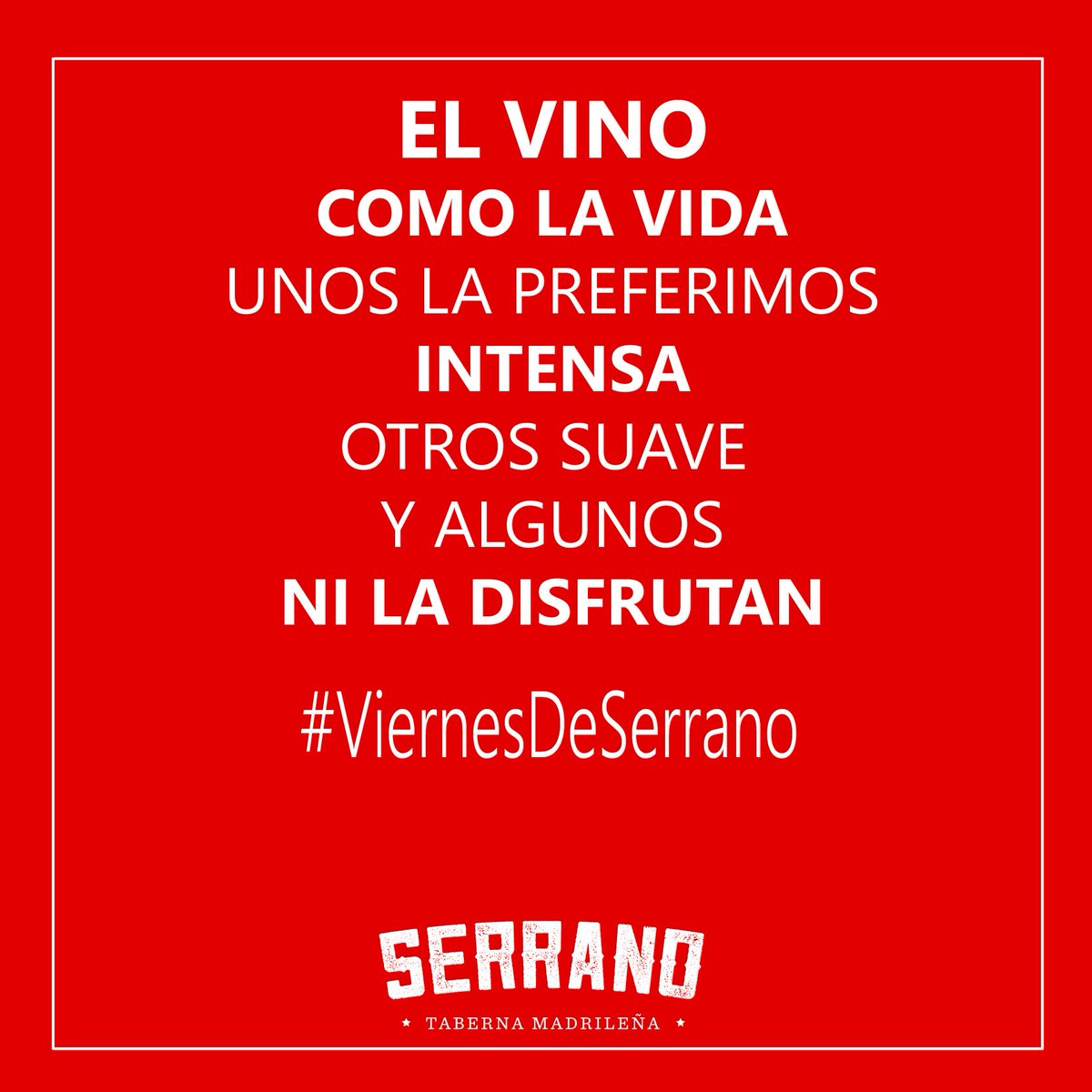 serranotaberna's tweet photo. #AmaneciConGanasDe una comida acompañada de un buen vino de #SerranoTaberna :)
#FelizViernes https://t.co/cKB5unCO3q