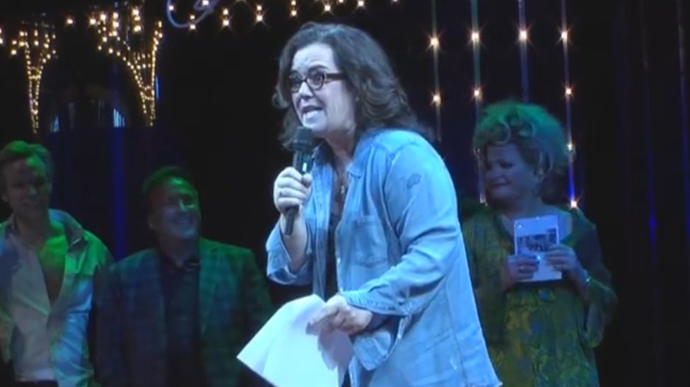 JustJared's tweet photo. .@Rosie bashed Doanld Trump in a hilarious parody of a "Grease" song - watch now! https://t.co/RptoZhjLkd https://t.co/abnqjE568j